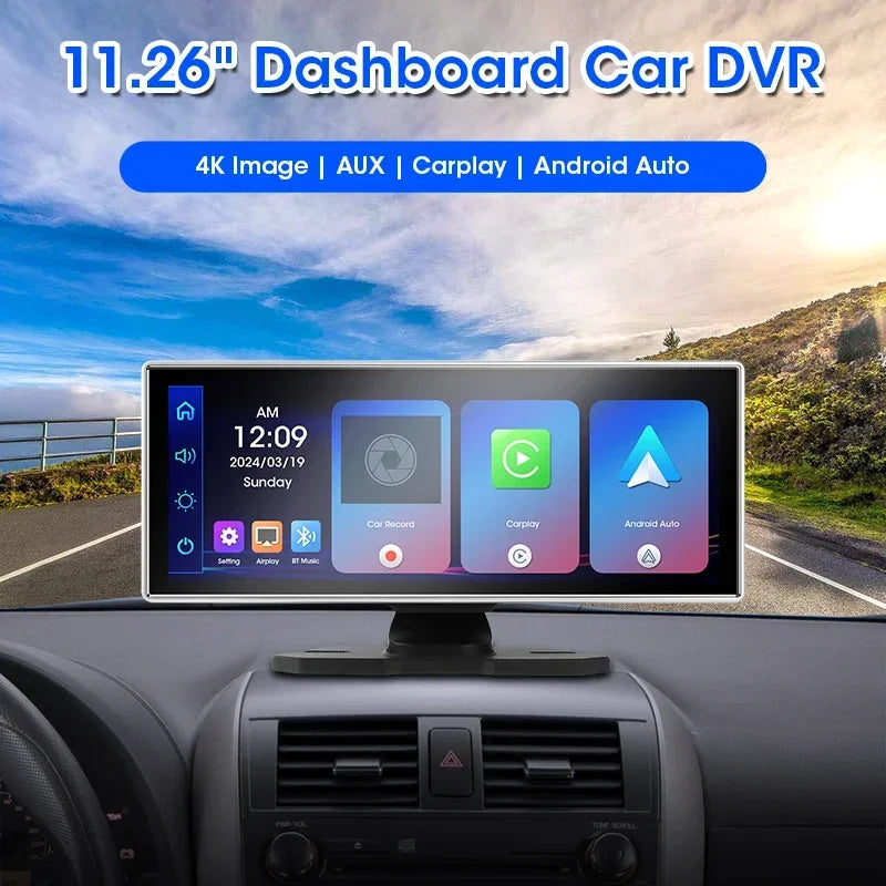 Dashcam 4K con Pantalla 11.26" + CarPlay/Android Auto - Srnubi