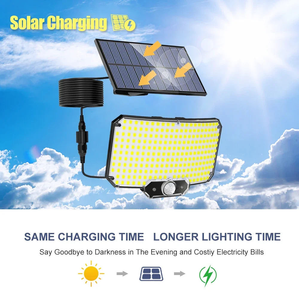 Lumière Solaire LED 234 Puces avec Capteur et Télécommande | Éclairage Intelligent pour Jardin et Patio
