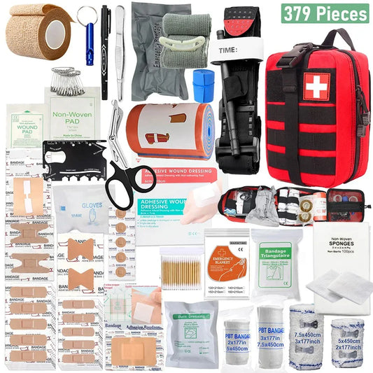Kit Primeros Auxilios Táctico 379 Piezas - Bolsa IFAK + Torniquete (Camping/RV)