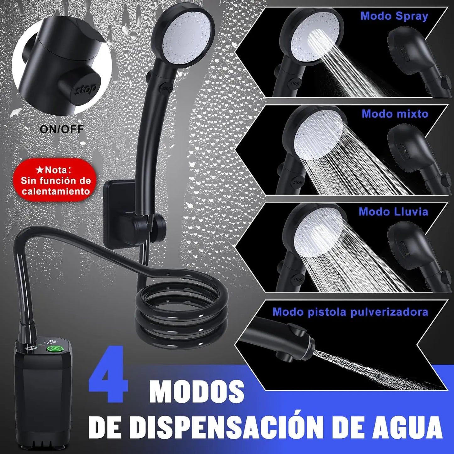 Portable Camping Shower with Temperature Display