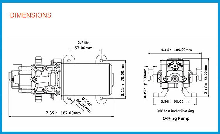 Bomba de Agua 12V / 24V de Diafragma Autocebante – 35 PSI para Camper, RV y Uso Marino