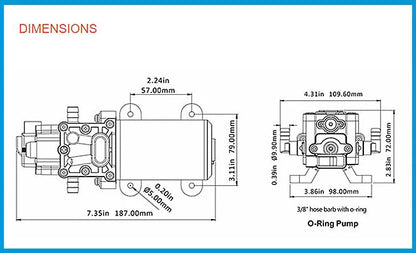 Bomba de Agua 12V / 24V de Diafragma Autocebante – 35 PSI para Camper, RV y Uso Marino