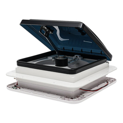 Claraboja con Ventilador 12V para RV y Camper | Extractor de Techo 28×28 cm con Luz LED y 6 Velocidades