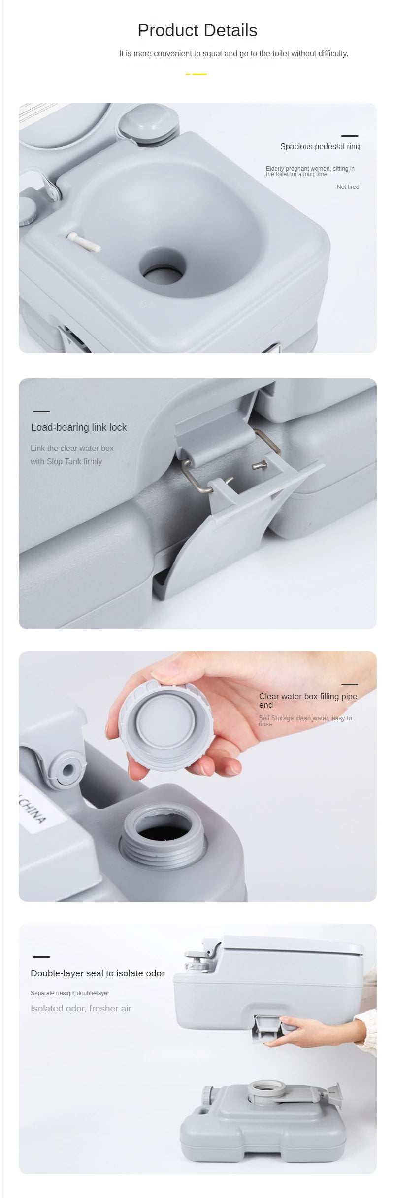 Portable Toilet for Camper and RV 10L / 20L | Portable Toilet with Manual Flush for Camping and Motorhome