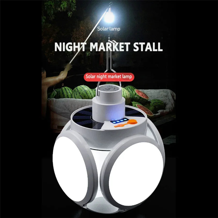 Foldable Solar Bulb - Rechargeable LED + 5 Modes + Remote Control (IP65)
