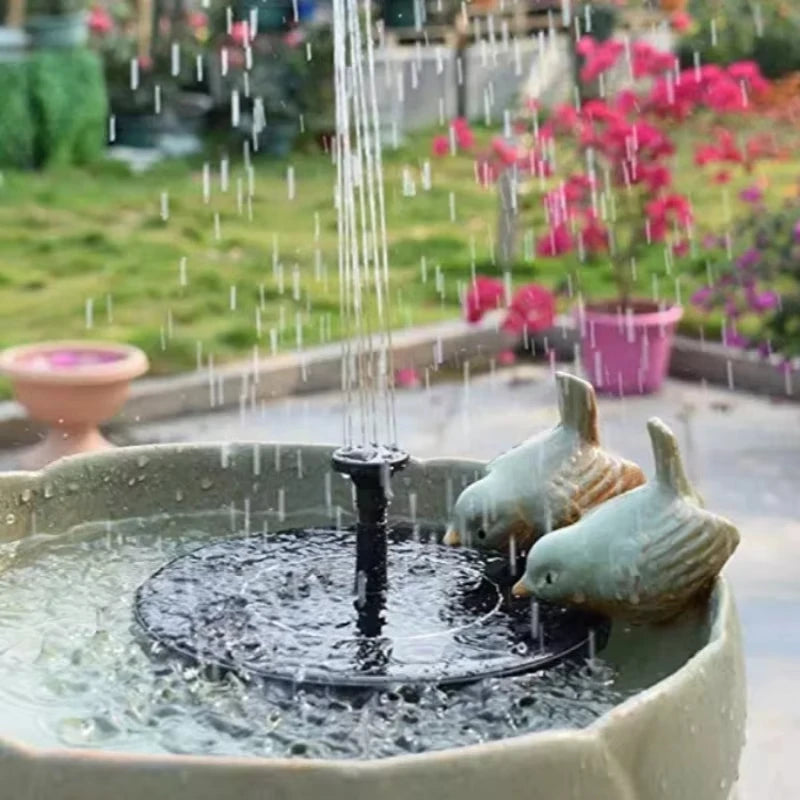 Fuente Solar Flotante - Bomba Sin Cables + 8 Boquillas + LED (Jardín/Terraza)