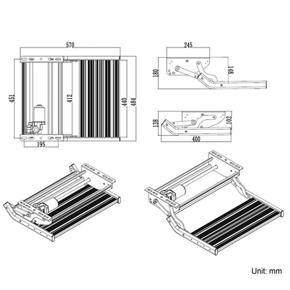 Escalón Eléctrico Plegable 12V para Autocaravana y Camper – Aluminio Antideslizante con Luz LED