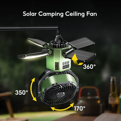 Ventilateur de camping 3-en-1 - 6000mAh + Lumière LED + Power Bank (Pliable)