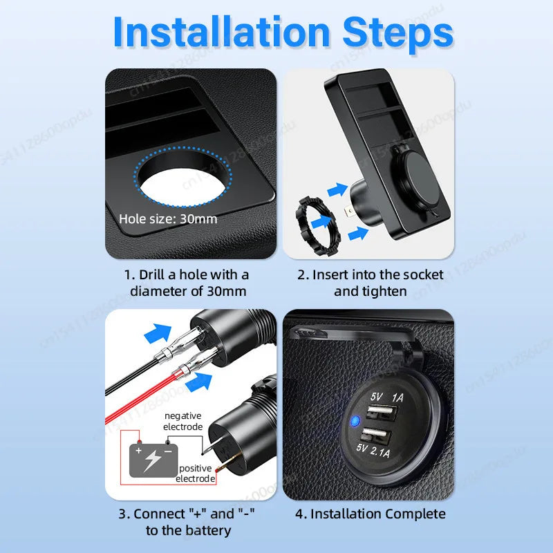 Toma USB Doble 12–24V para Vehículos