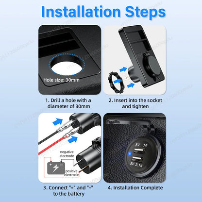 Toma USB Doble 12–24V para Vehículos