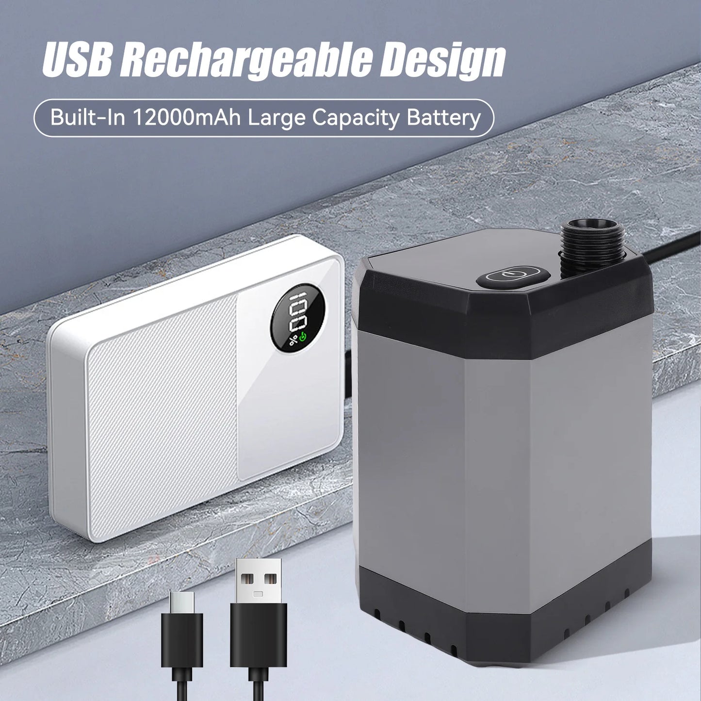 Douche Électrique 12000mAh - LED + Power Bank + 3 Modes (IPX7)