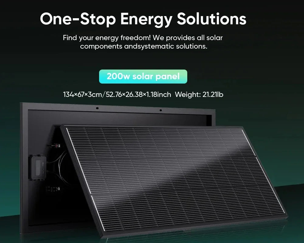 Panel Solar Monocristalino 200W 12V para Camper y Hogar