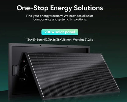 Panel Solar Monocristalino 200W 12V para Camper y Hogar