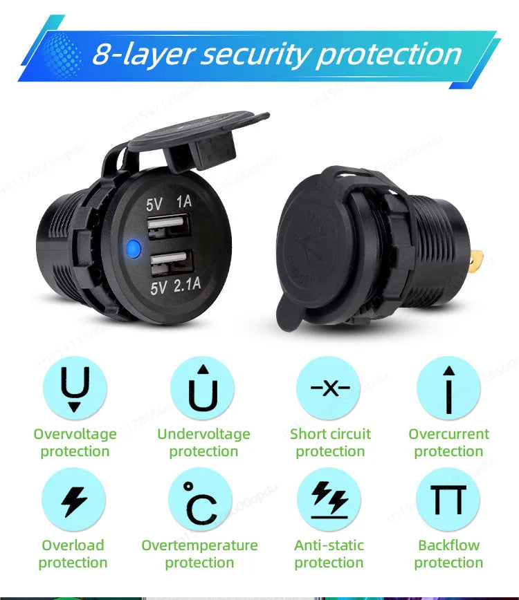 Toma USB Doble 12–24V para Vehículos
