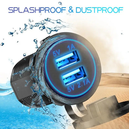 Toma USB Doble 12–24V 3.1A con Interruptor Táctil