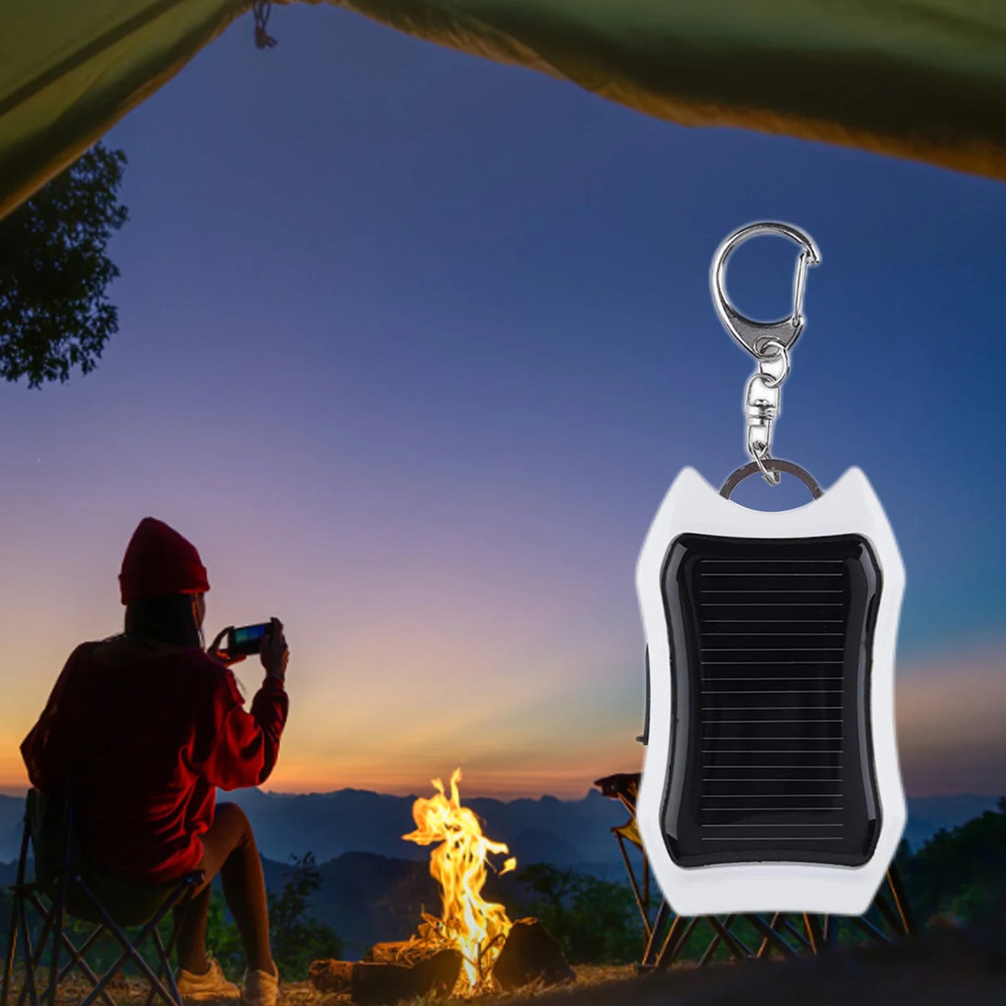 Mini Power Bank Solar con Llavero - 950mAh + Linterna LED para Emergencias (Camping/Viaje)
