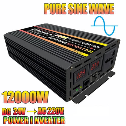Inversor de Corriente Onda Pura Inteligente 12V/24V a 220V | 1500W–2000W Continuos con Pantalla Digital para RV y Camper