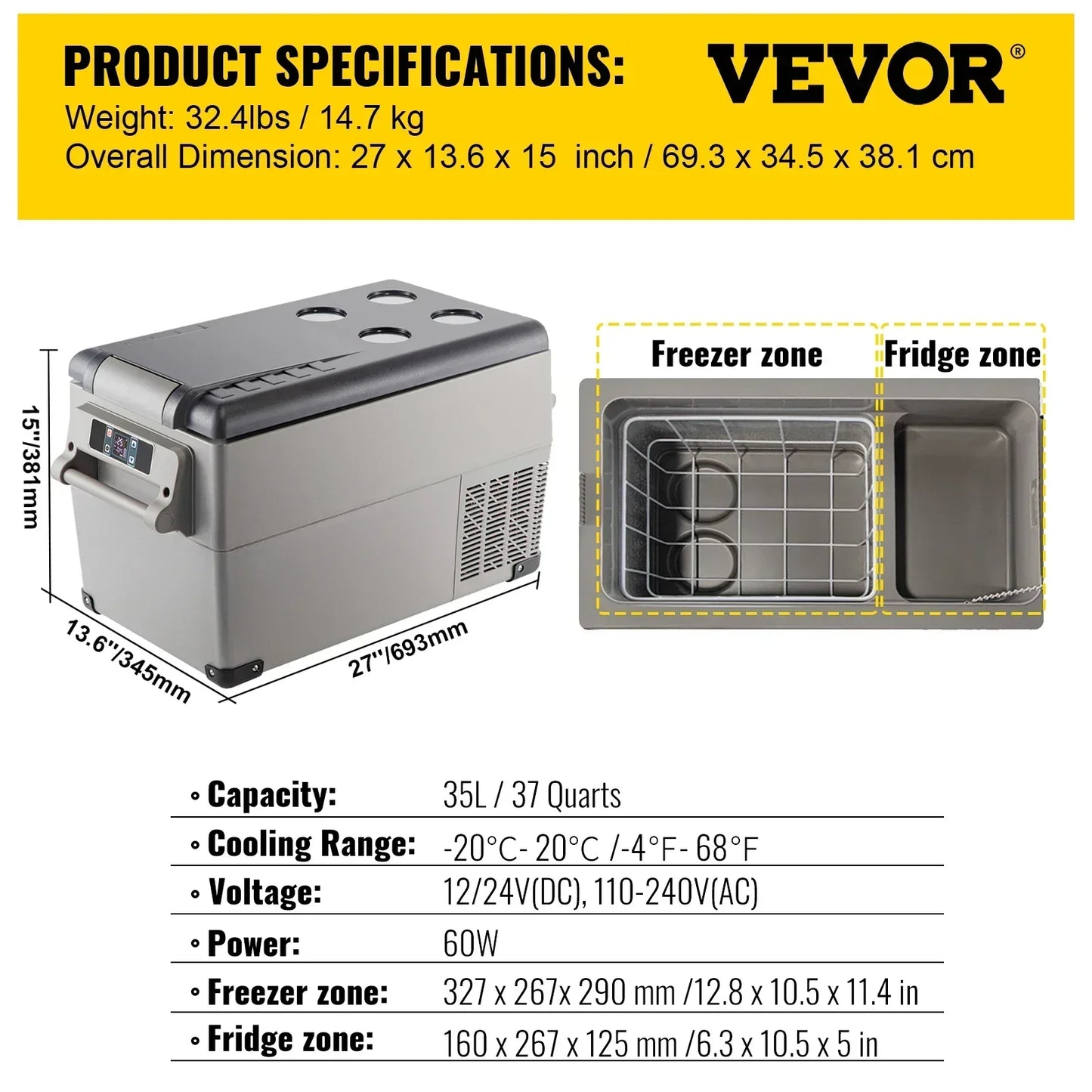 Refrigerador Portátil para Coche – 15/20/30/40/50L