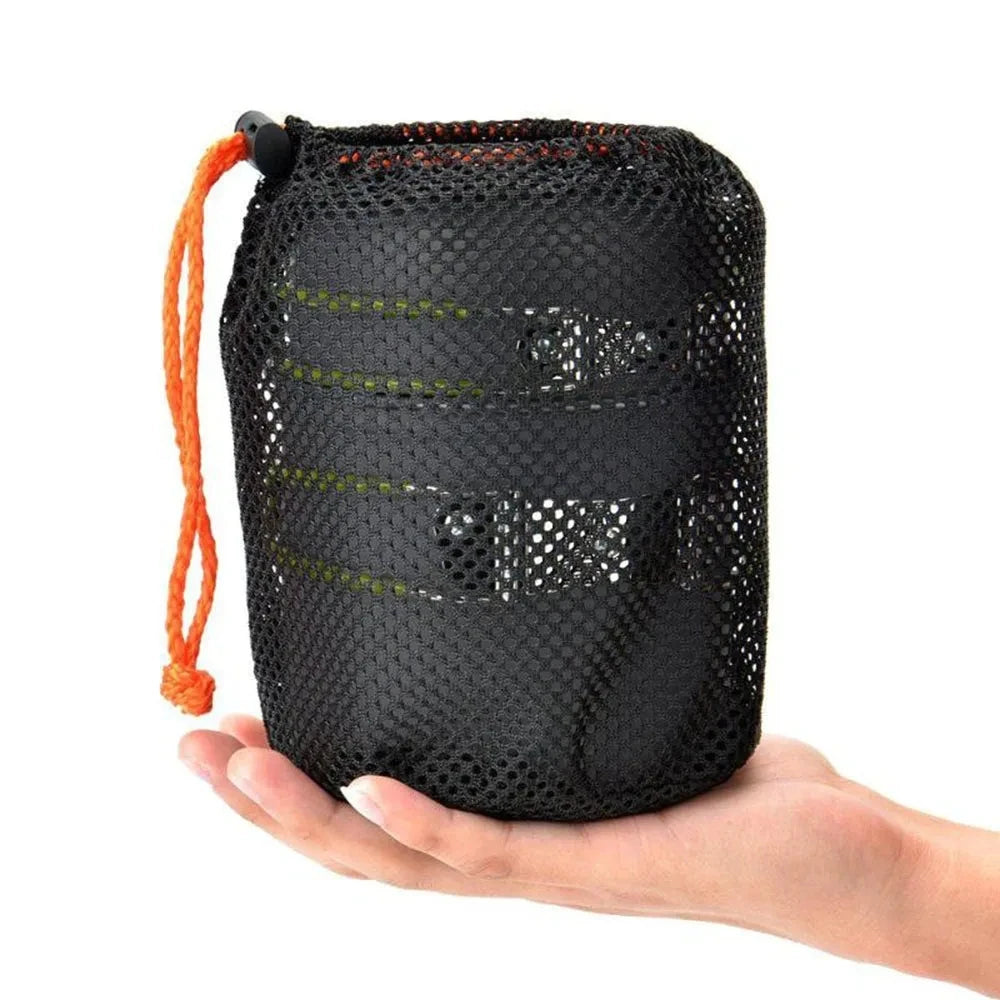 Anodized Aluminum Camping Pot Set - 2 Sizes + Mesh Bag (1-2 People)