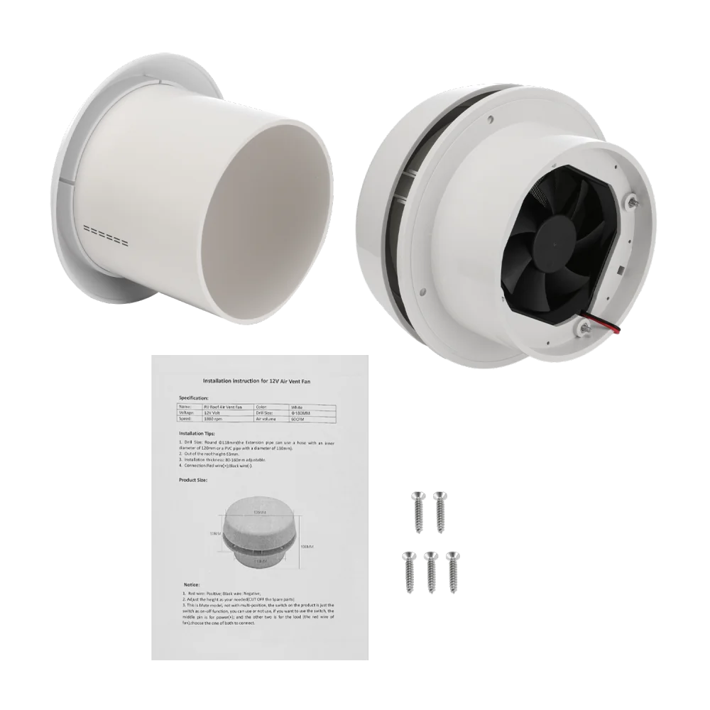 ventilador de Techo Eléctrico 12V para Caravana, Autocaravana y Barco – Comet Mushroom, 60m³/h