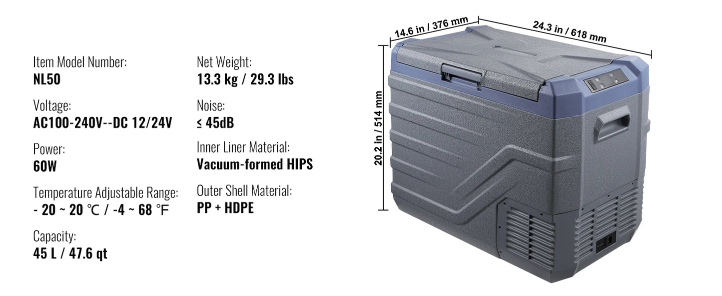 Nevera Portátil Compresor 30/37/45L – Frigorífico 12V/24V y 220V