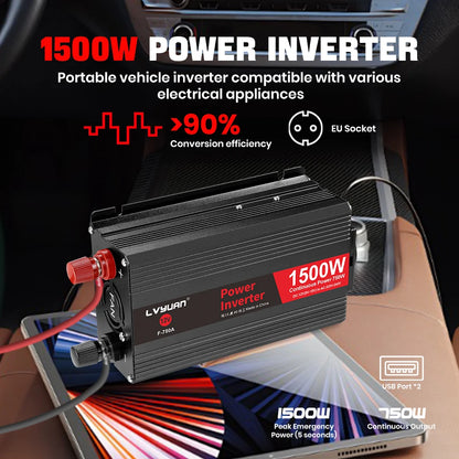 Inversor de Corriente 12V a 220V Onda Modificada con Pantalla LCD | 750W–1300W Continuos para RV, Camper y Vehículos