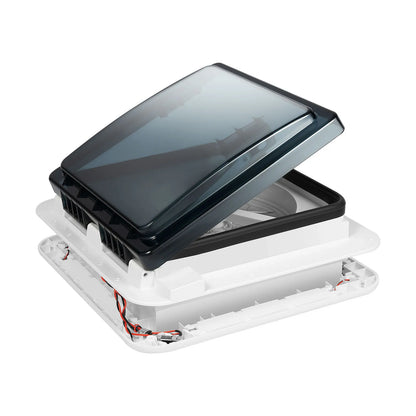 Claraboya de Techo 28×28 cm para RV y Camper – Ventilador Manual 12V con Luz LED IP68