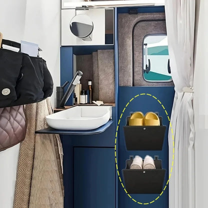 2PCS Organizador de Zapatos para Puerta de RV con Bolsillos Profundos – Rack Adhesivo para Camper, Casa Rodante y Espacios Reducidos