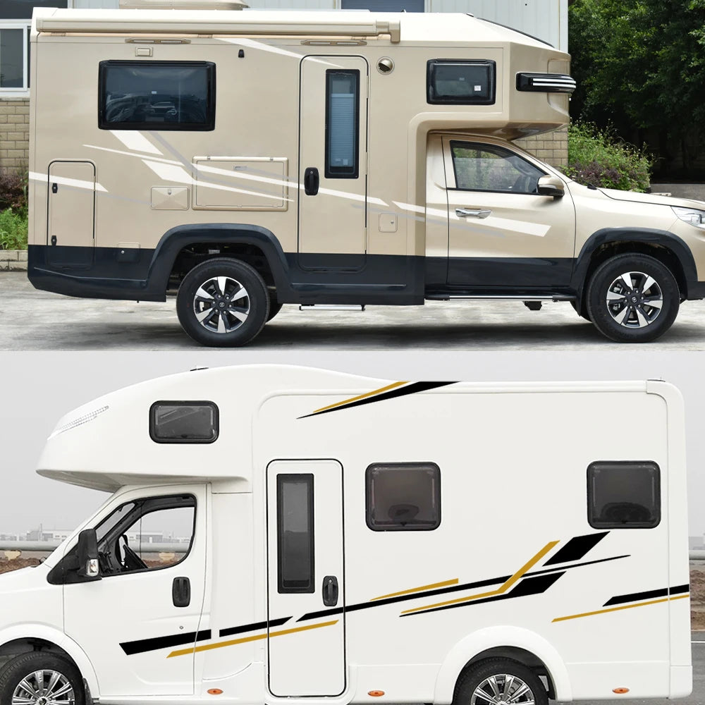 Set de 6 Vinilos Decorativos para Camper y Autocaravana | Adhesivos Laterales RV de Alta Resistencia