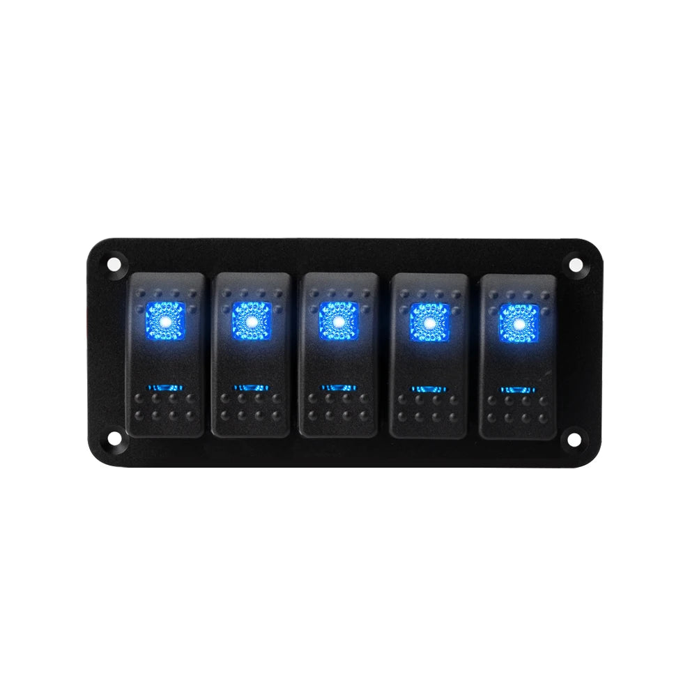 Panel de Interruptores Náutico Estanco 12V con USB y Voltímetro Digital