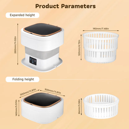 Mini Laveuse Ultrasonique 10L - Lumière UV + Essorage + Pliable