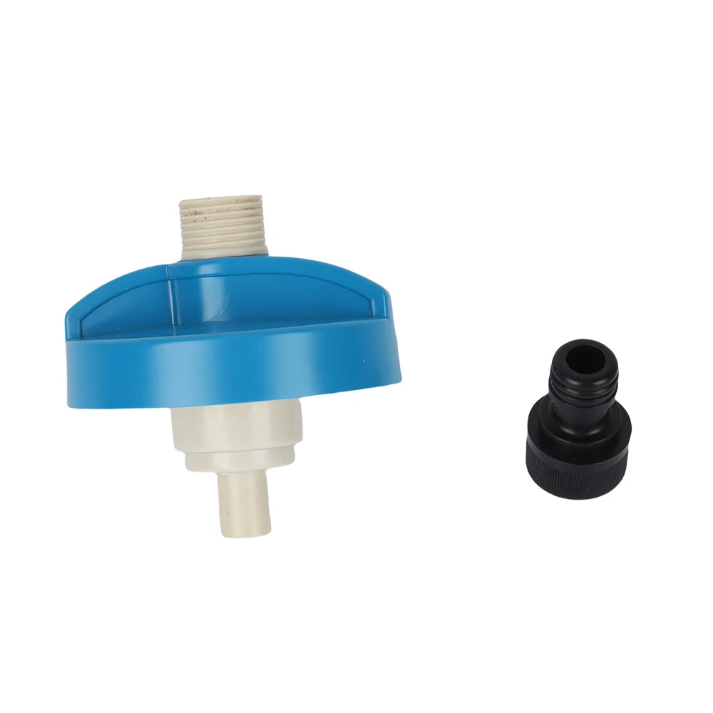 Adaptador de rosca azul y conector plástico para manguera de camping