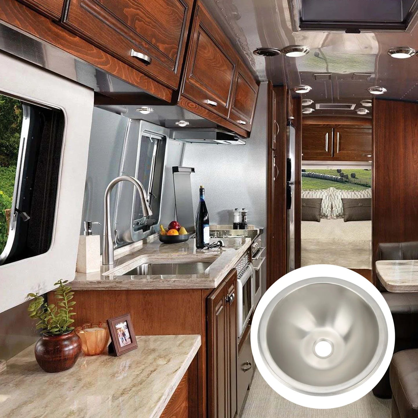 Fregadero RV Redondo de Acero Inoxidable