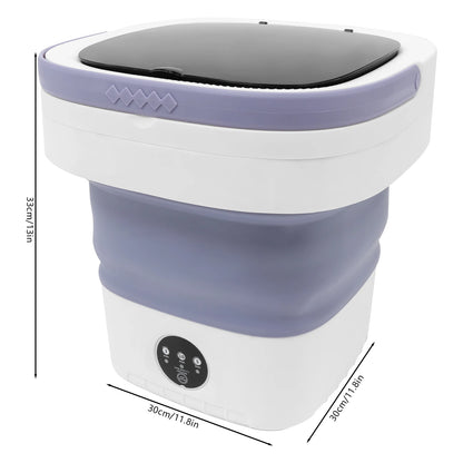 Mini-laveuse pliable 12L - Moteur silencieux + Lumière bleue + Essorage