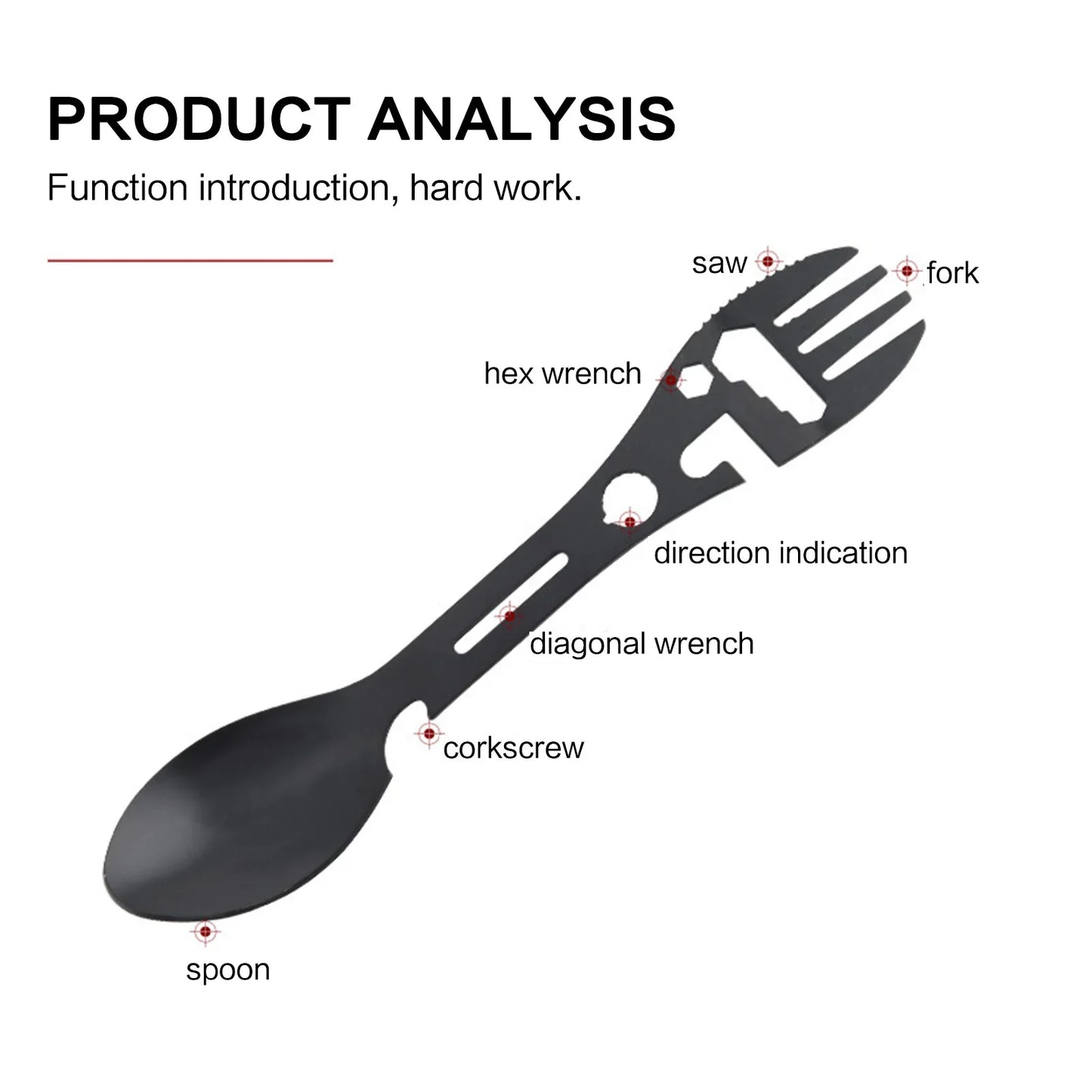 5-in-1 Camping Cutlery Set - Stainless Steel