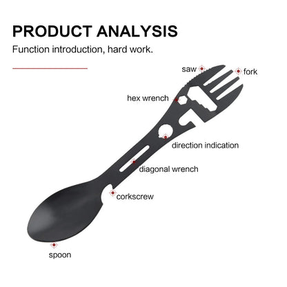 5-in-1 Camping Cutlery Set - Stainless Steel