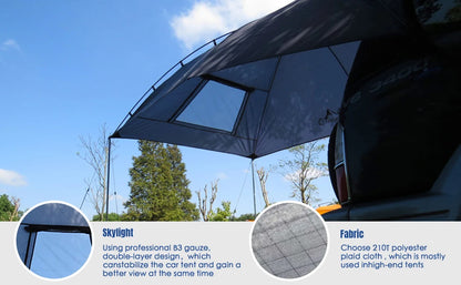 Auvent multifonctionnel pour voiture et camping-car - Imperméable · Résistant aux UV · Montage latéral/arrière/autonome · 350x240cm