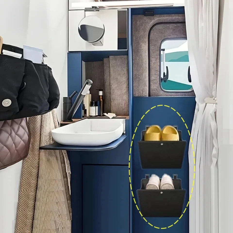 2PCS Organizador de Zapatos para Puerta de RV con Bolsillos Profundos – Rack Adhesivo para Camper, Casa Rodante y Espacios Reducidos