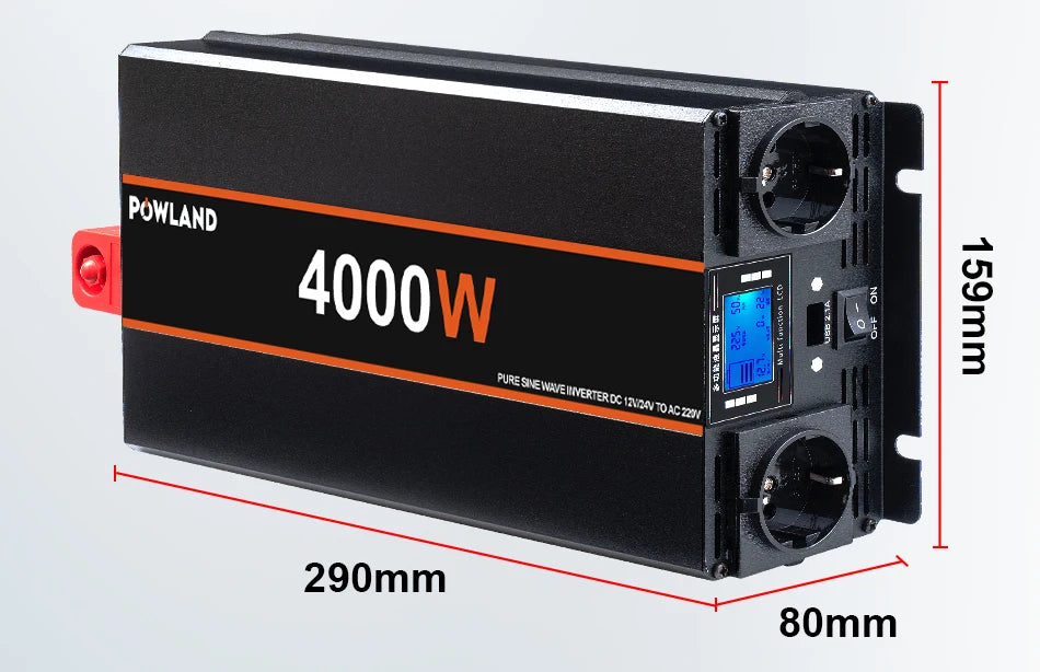 Inversor de Corriente Onda Pura 12V / 24V a 220V | 3000W – 5000W | Con Control Remoto y Pantalla LED para RV y Camper