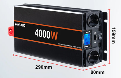 Inversor de Corriente Onda Pura 12V / 24V a 220V | 3000W – 5000W | Con Control Remoto y Pantalla LED para RV y Camper