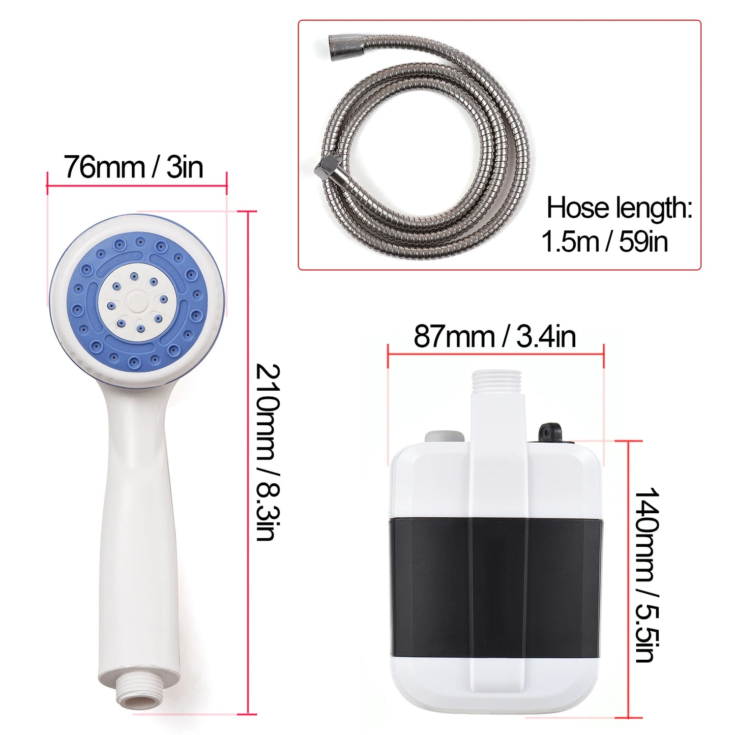 Portable Electric Shower USB Rechargeable 