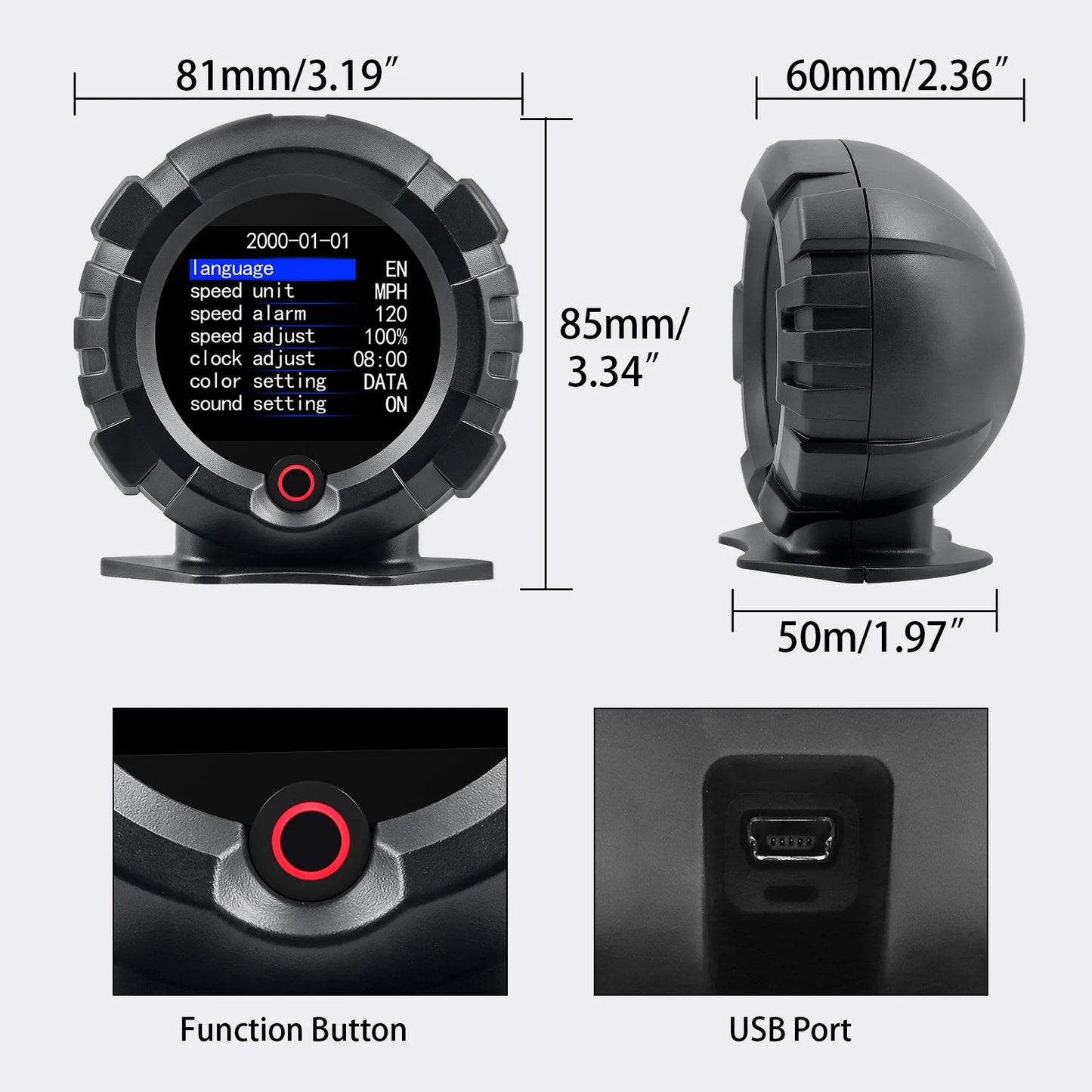 HUD GPS ZMFJH X95 – Medidor de Inclinación Digital para Todoterreno | Velocímetro, Altitud, Pendiente y Brújula