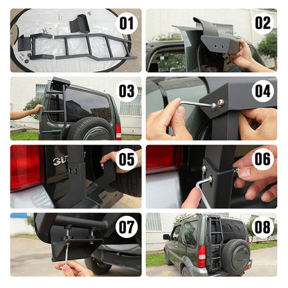 Échelle de hayon arrière pour Suzuki Jimny (2007–2017) – Alliage d'aluminium 