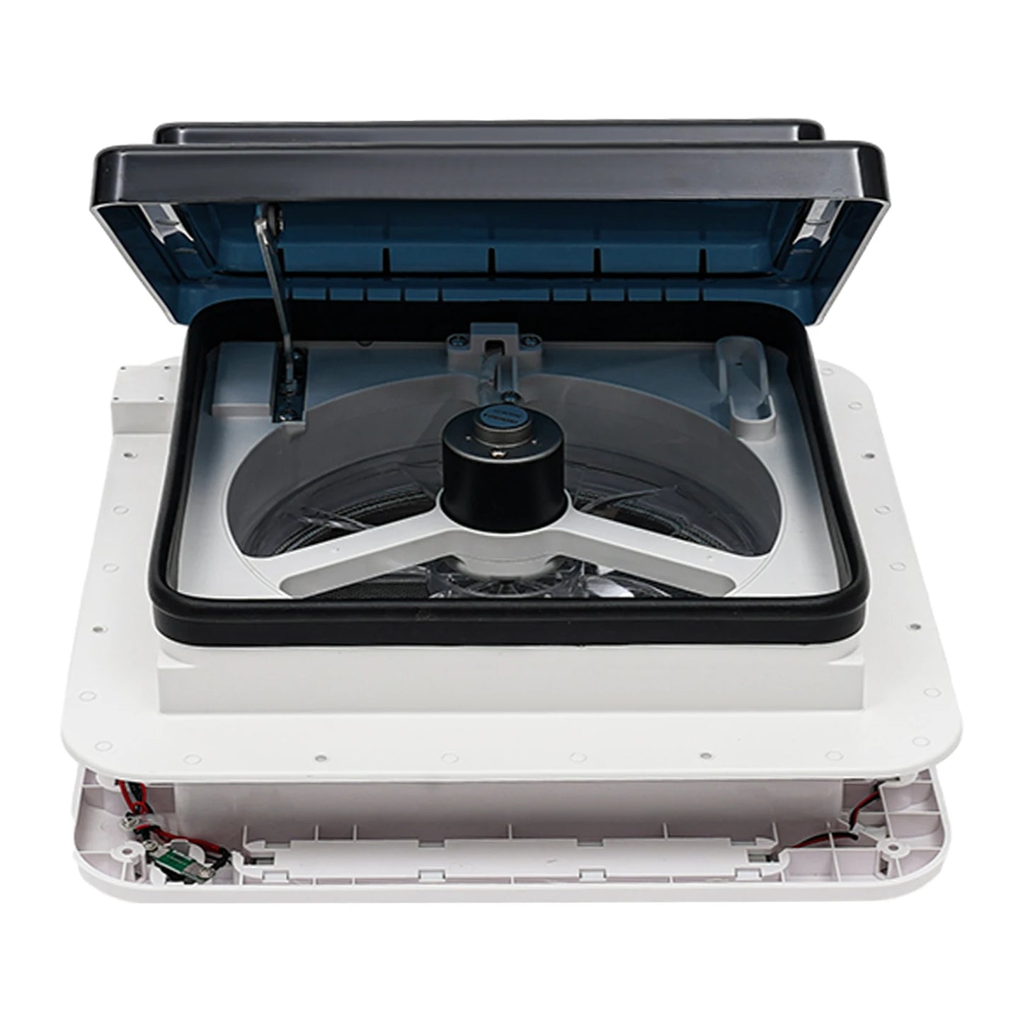 Claraboja con Ventilador 12V para RV y Camper | Extractor de Techo 28×28 cm con Luz LED y 6 Velocidades