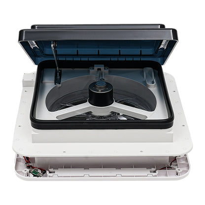 Claraboja con Ventilador 12V para RV y Camper | Extractor de Techo 28×28 cm con Luz LED y 6 Velocidades