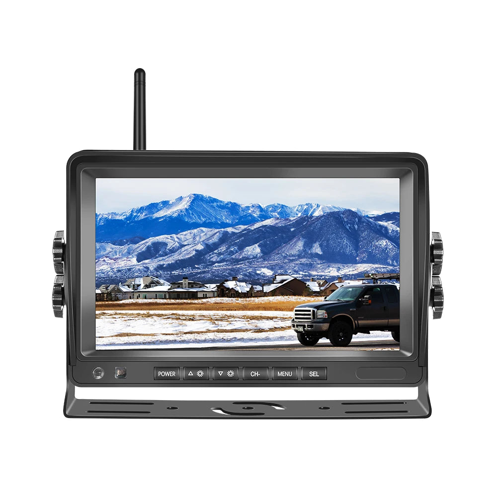 Cámara de Marcha Atrás PODOFO 720P con Monitor IPS HD – Visión Nocturna Starlight, AHD Digital, Guías de Aparcamiento (12V–36V)