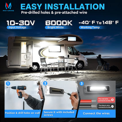 Foco LED Exterior RV - Impermeable IP68 + 1200 Lúmenes para Caravana y Barco