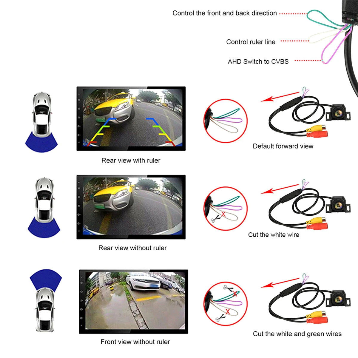 Cámara de Marcha Atrás Everso 170° HD 1000TVL con Visión Nocturna para Coche – Universal 12V