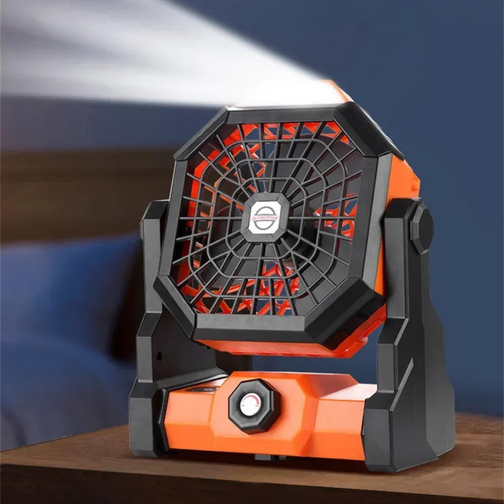 Ventilador LED Recargable para Camping | Batería 7800mAh, 3 Velocidades, Gancho Integrado