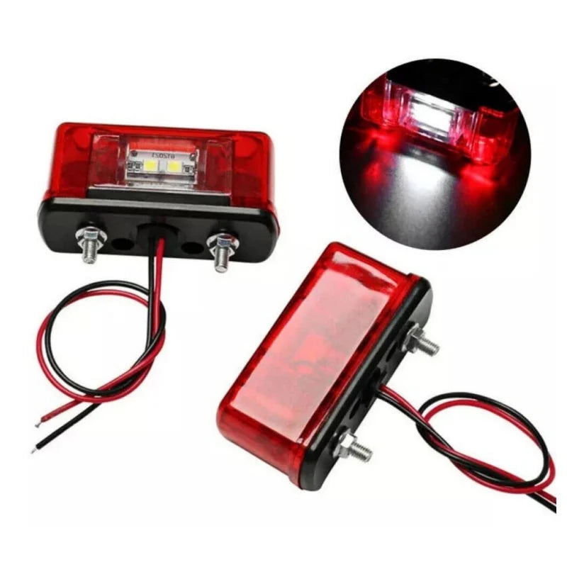 Luz LED para Matrícula 12V/24V Universal para Coche, Camión y Remolque – Blanca y Roja – Impermeable IP65